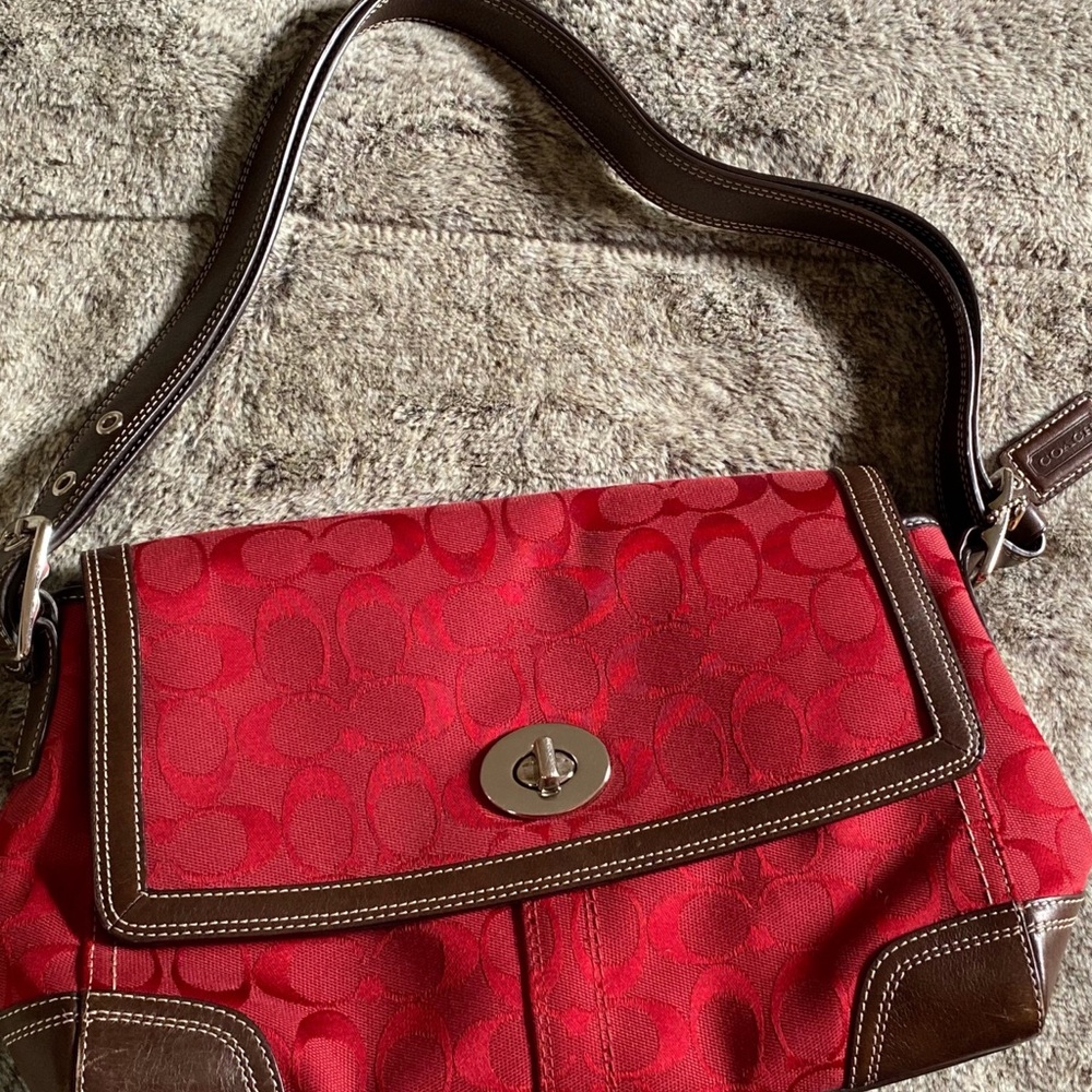 Red Coach Canvas Purse